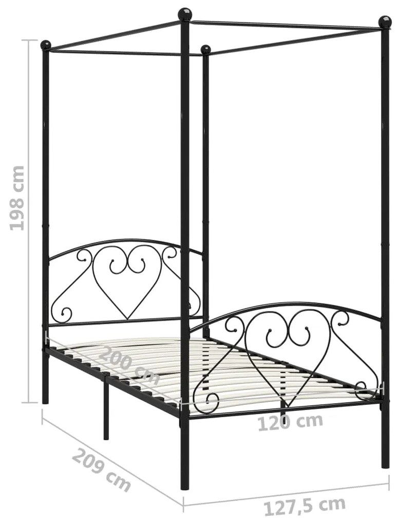 Estrutura de cama com dossel 120x200 cm metal preto