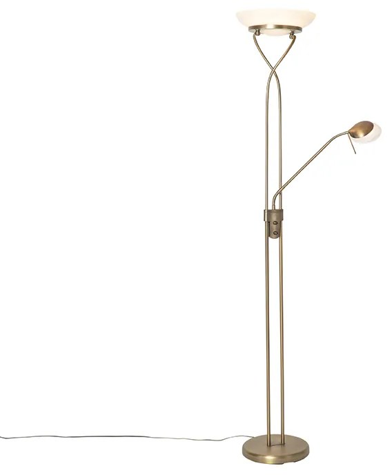 Candeeiro de pé bronze com LED e dimmer com luz de leitura - Empoli Moderno