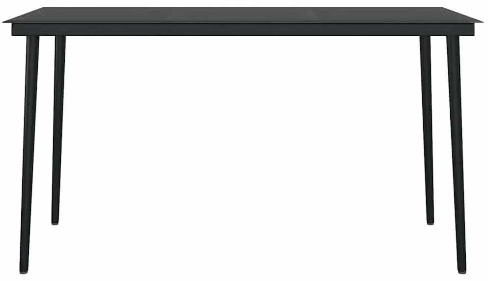Conjunto de jantar jardim 5 peças almofadas vidro vime PE preto