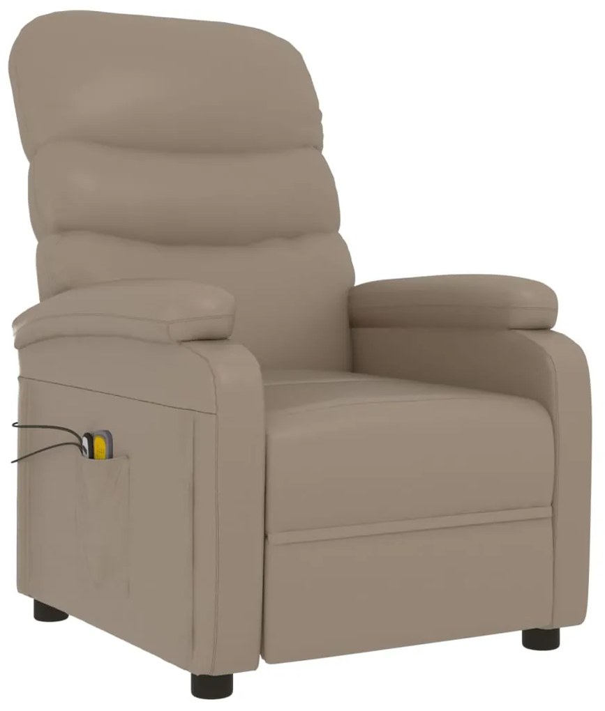 Poltrona massagens reclinável elétrica couro artif. cappuccino
