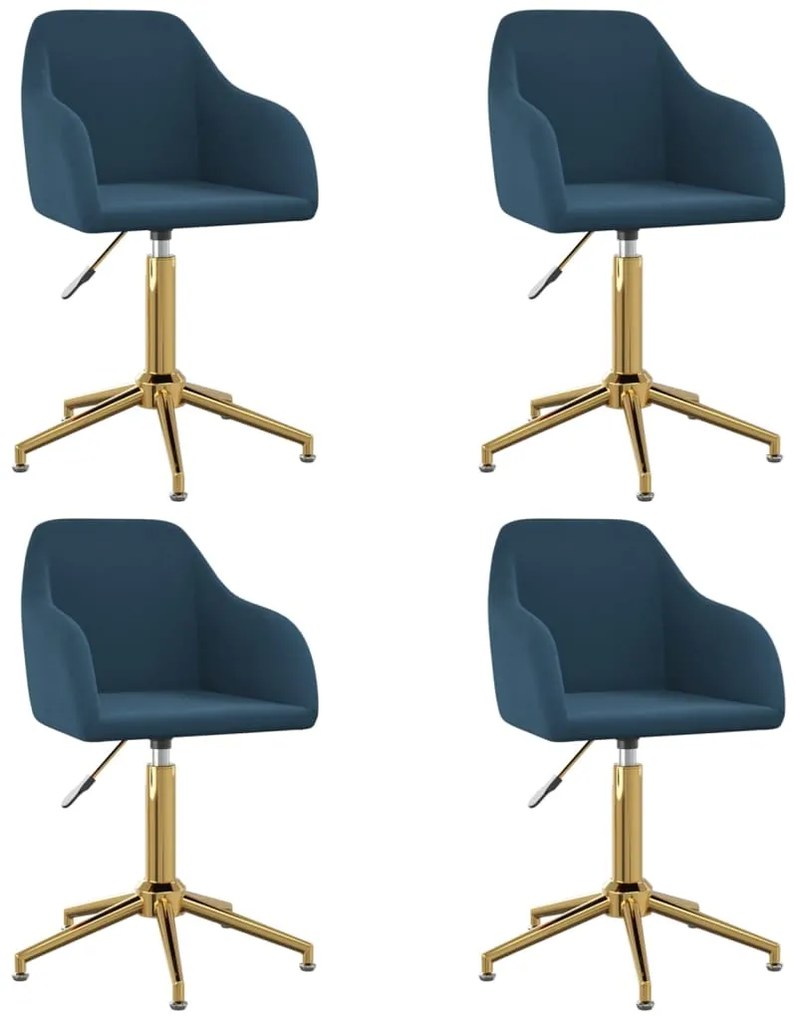 vidaXL Cadeiras de jantar giratórias 4 pcs veludo azul