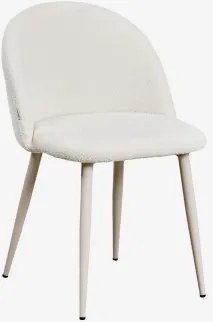 Cadeira De Jantar Estofada E Em Aço Kana Beige Creme & Caracóis Blanco & Bouclé - Sklum