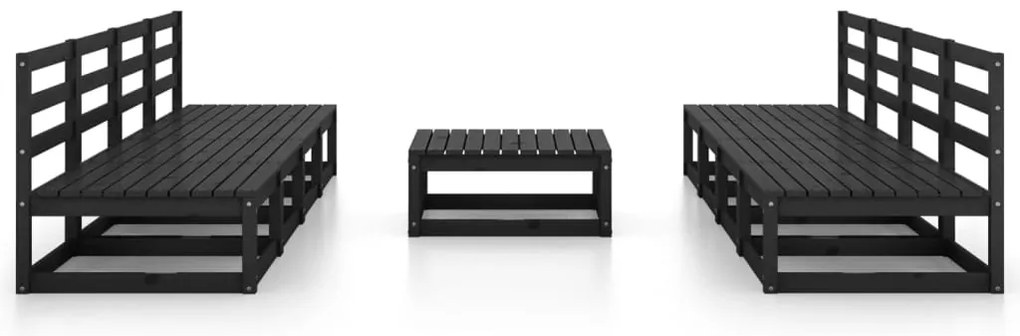 9 pcs conjunto lounge de jardim pinho maciço preto