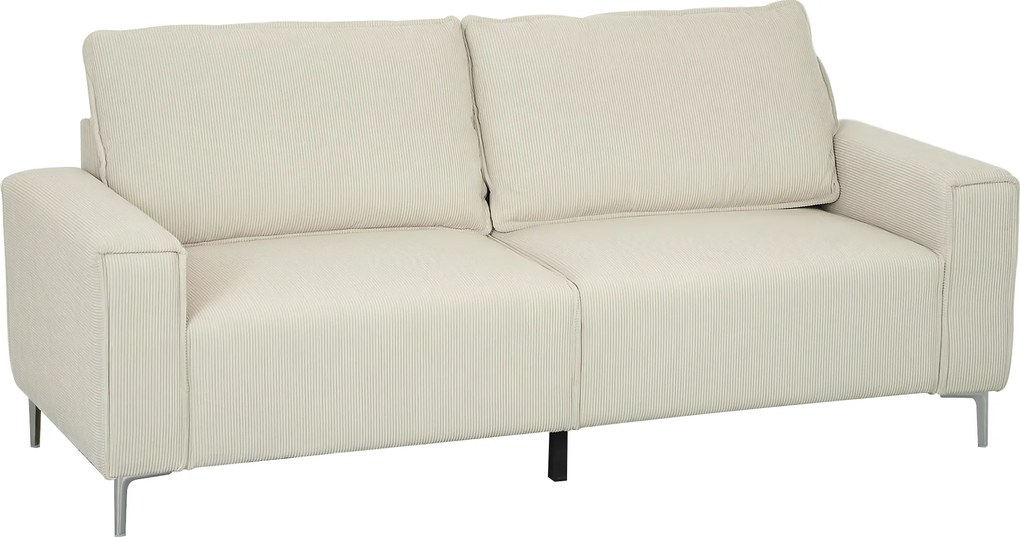 HOMCOM Sofá 3 lugares moderno, sofá macio com almofadas de encosto, sofá estofado para sala, quarto, home office, branco creme | Aosom Portugal