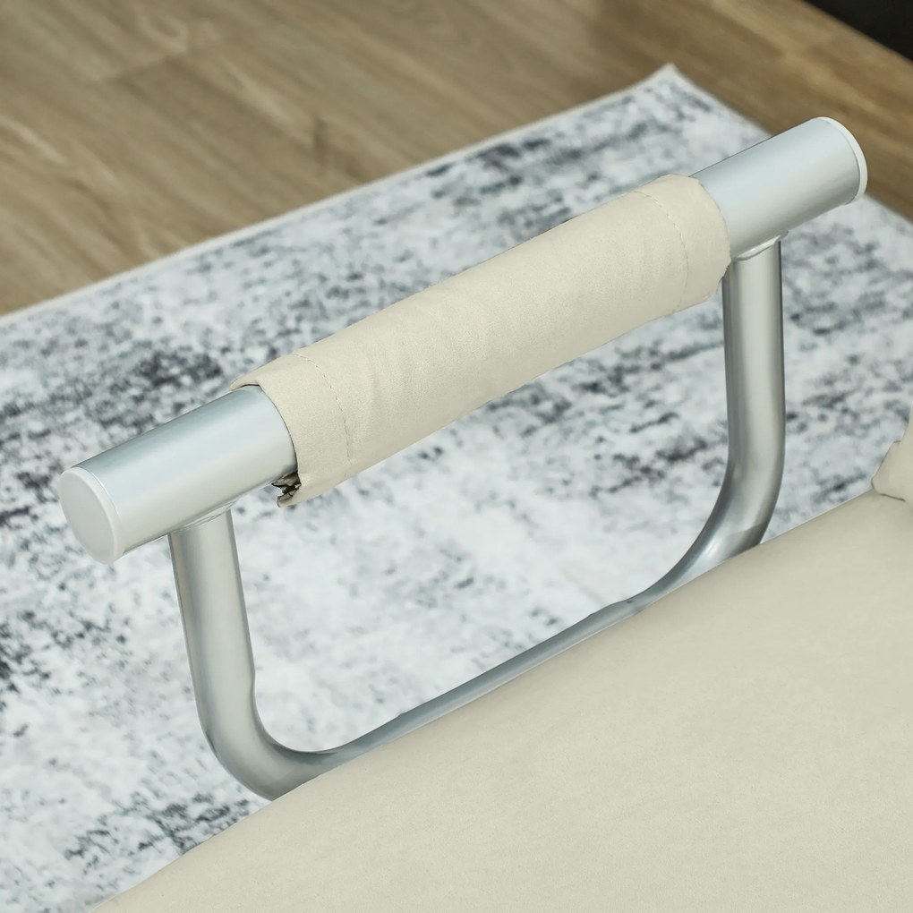 Sofá Cama de 2 Lugares Estofado em Camurça Sintética com Encosto Ajustável em 5 Níveis e 2 Almofadas 111x80x78 cm Bege