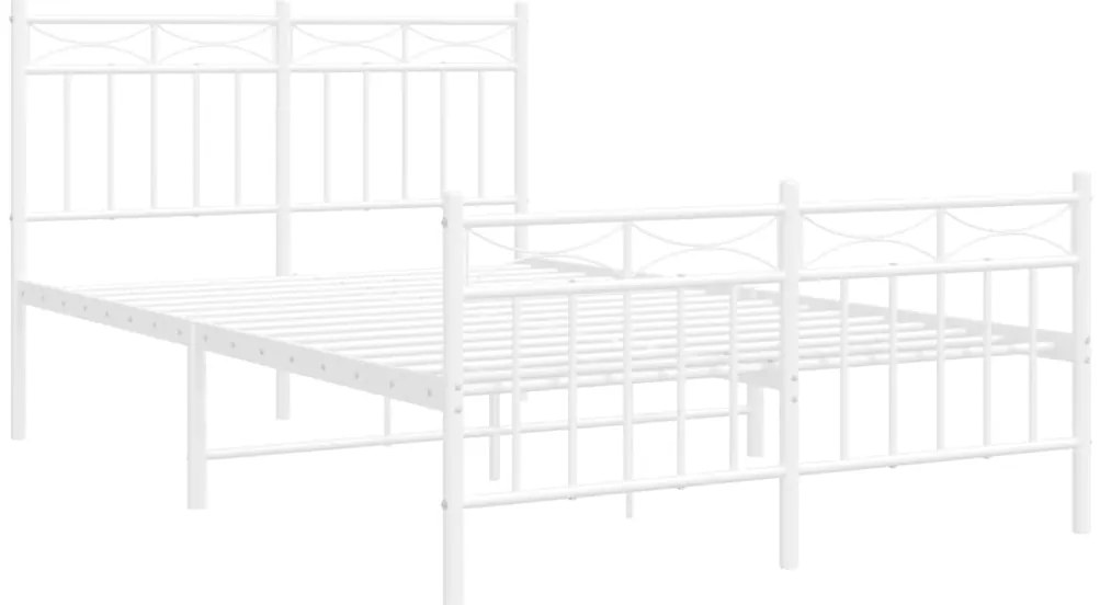 Estrutura de cama com cabeceira e pés 120x200 cm metal branco