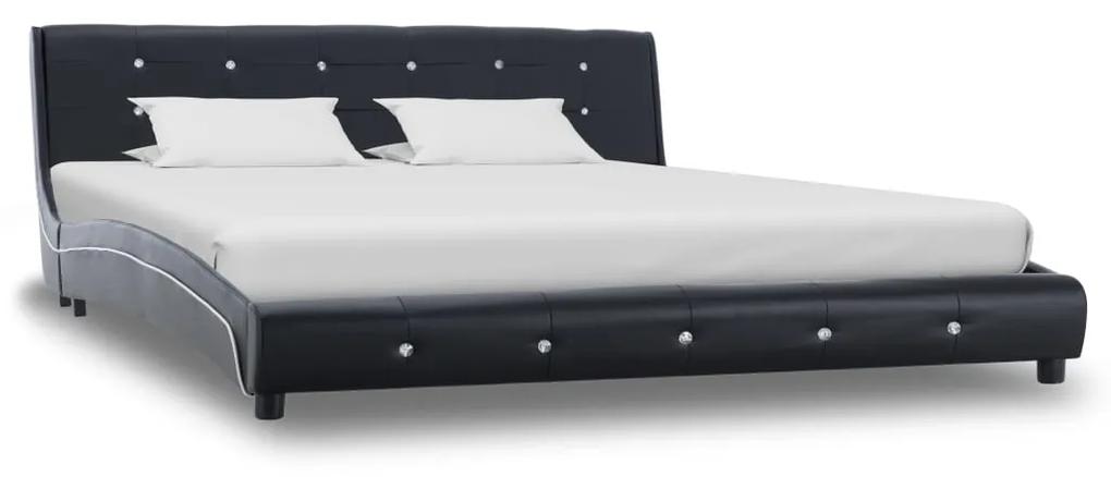 280320 vidaXL Estrutura de cama 160x200 cm couro artificial preto