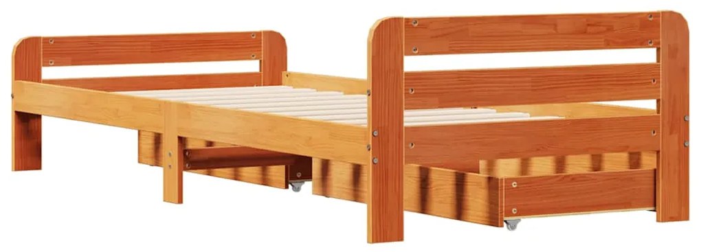 Cama sem colchão 75x190 cm madeira de pinho maciça castanho-mel