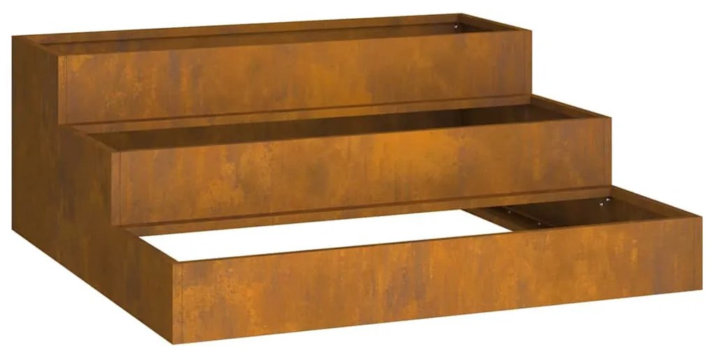 Vaso de Jardim 3 Camadas 90x90x35 cm Aço Enferrujado