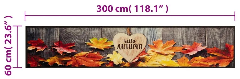 Tapete de cozinha lavável 60x300 cm veludo padrão autumn