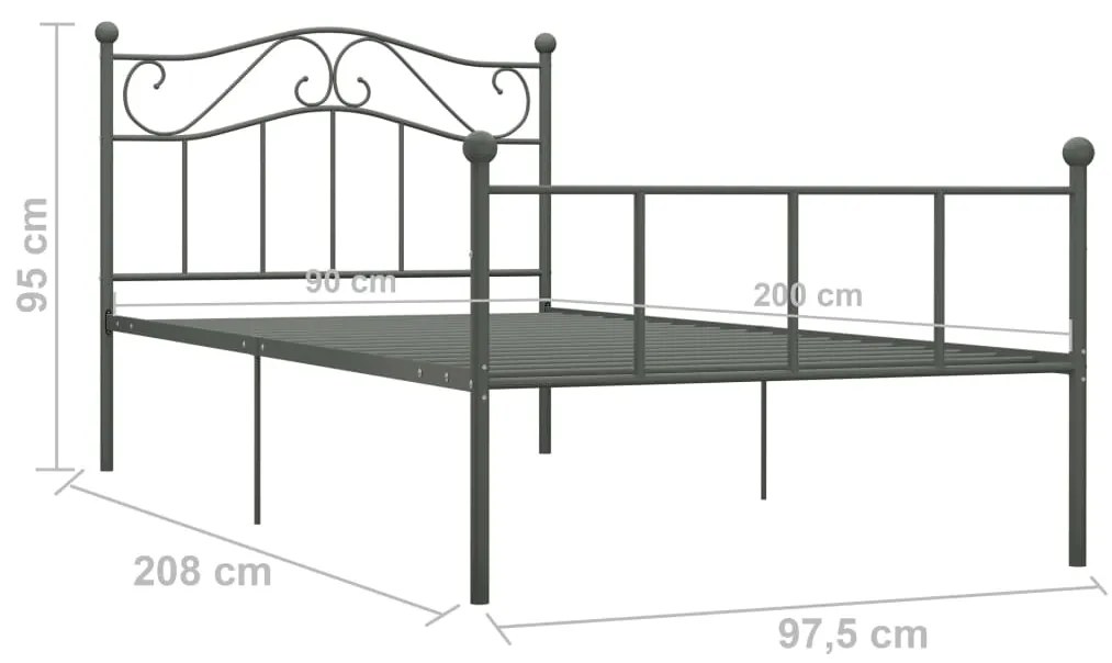 Estrutura de cama 90x200 cm metal cinzento