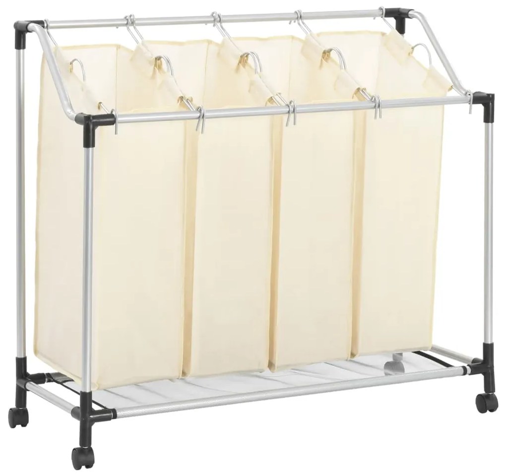 282428 vidaXL Separador de roupa suja com 4 sacos aço creme