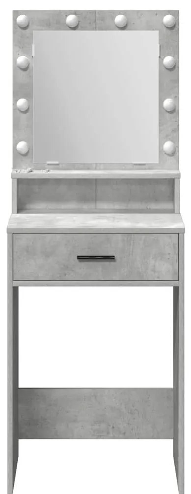 Mesa de Maquilhagem vidaXL com Luzes LED Cinza Concreto 50x41x135 cm
