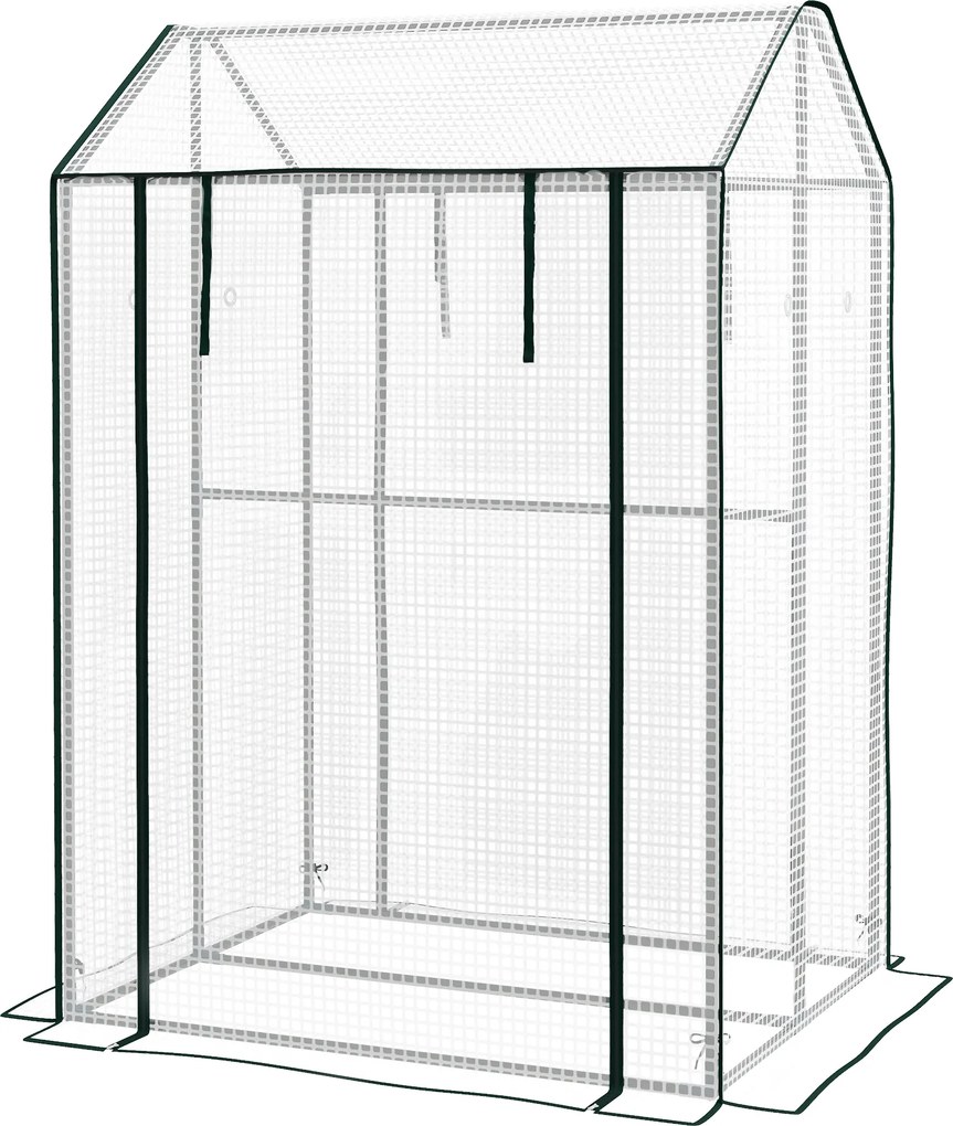 Estufa de jardim com 2 compartimentos e 2 portas enroláveis - 0,8 m² Estufa para tomates com dimensões 1,0 m (C) x 0,8 m (L) x 1,5 m (A), aço e PE bra