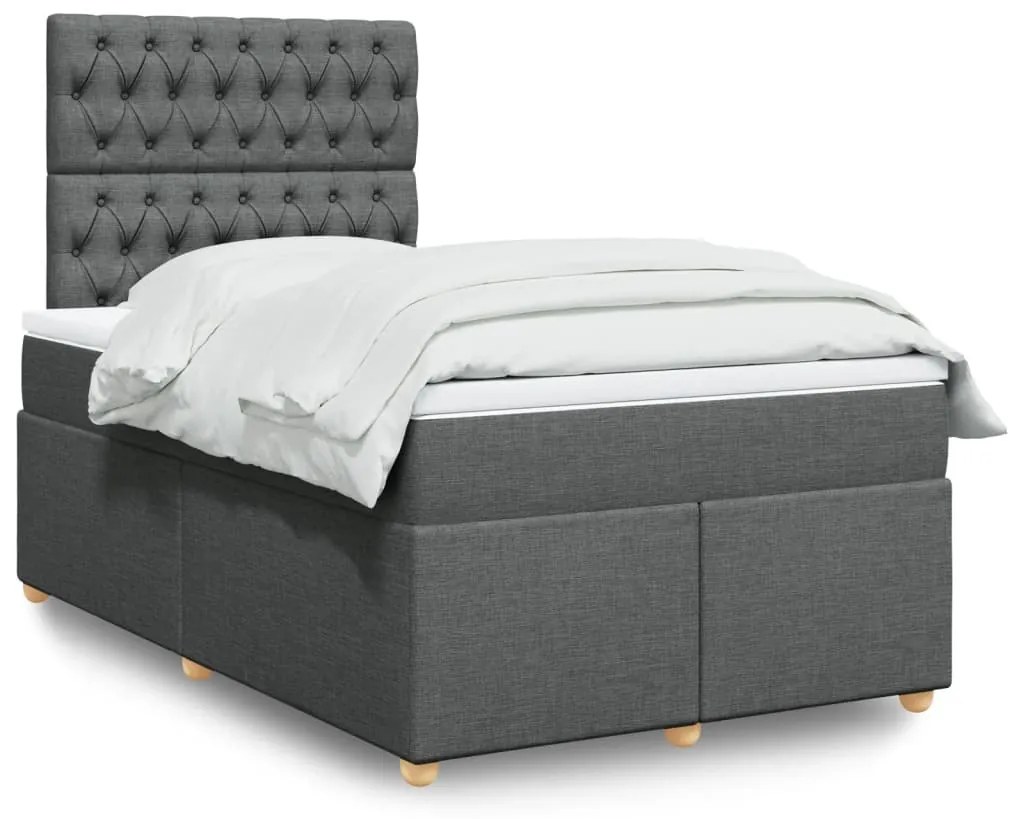 vidaXL Cama com molas/colchão 120x200 cm tecido cinzento-escuro