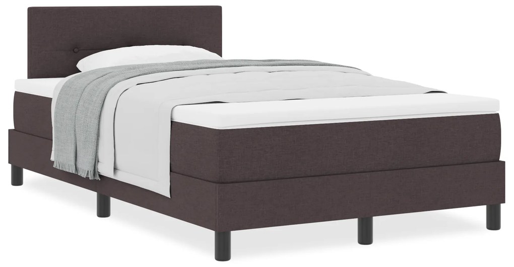 Camas Box com Colchão Castanho Escuro 120x190 cm Tecido