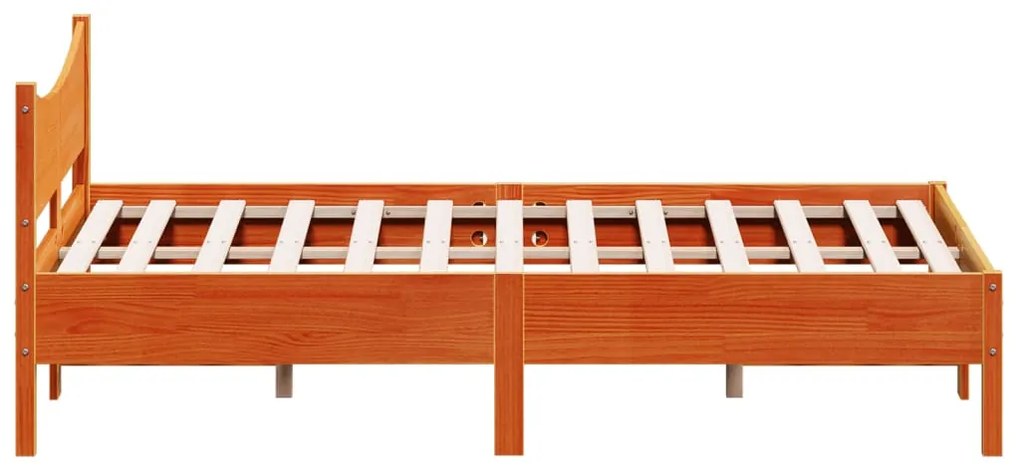 Estrutura de cama 135x190 cm madeira pinho maciça castanho cera