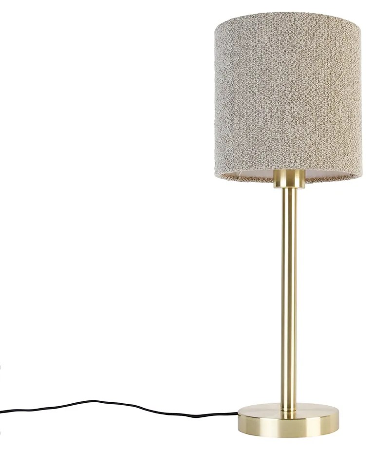 Candeeiro de mesa clássico latão com abajur taupe 20 cm - Simplo Design