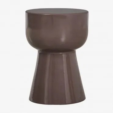 Mesa Auxiliar Redonda Ø35 Cm Em Dolomita Kaly Castanho Chocolate - Sklum