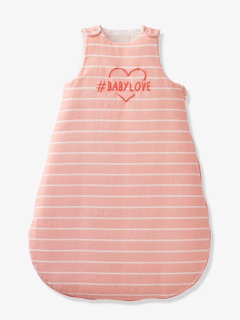 Saco de bebé sem mangas, tema #Baby rosa medio as riscas