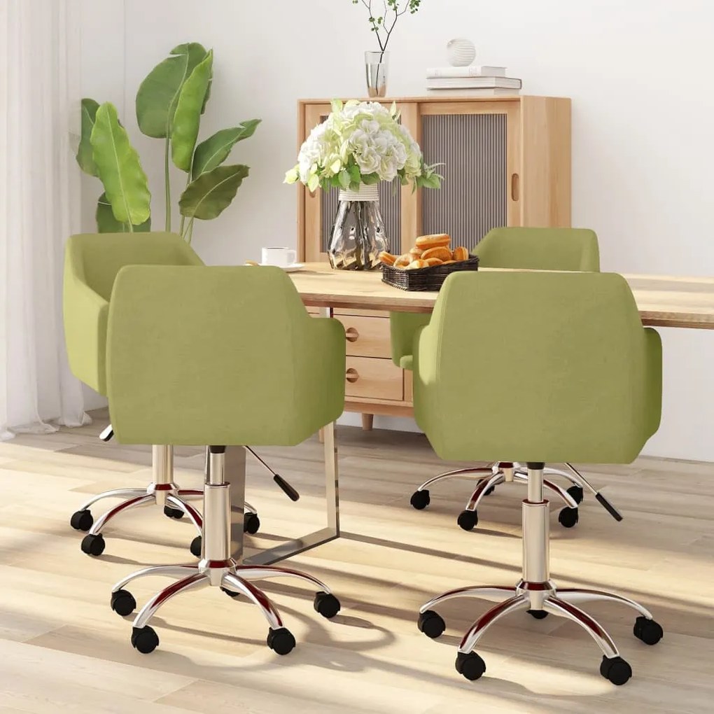 vidaXL Cadeiras de jantar giratórias 4 pcs tecido verde