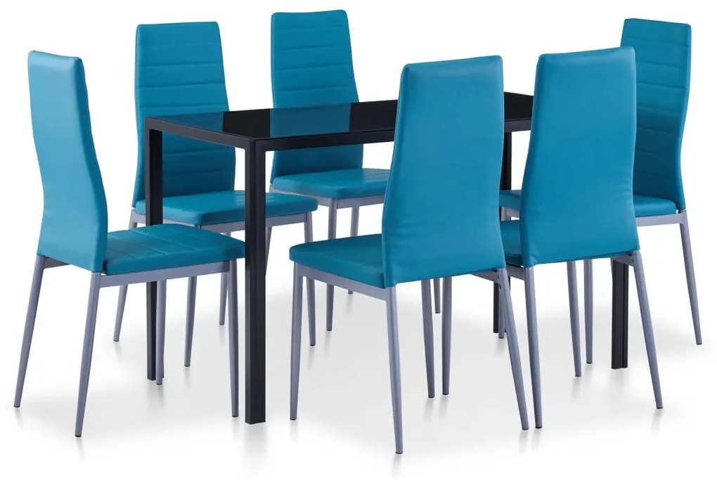 281704 vidaXL Conjunto de jantar 7 pcs azul
