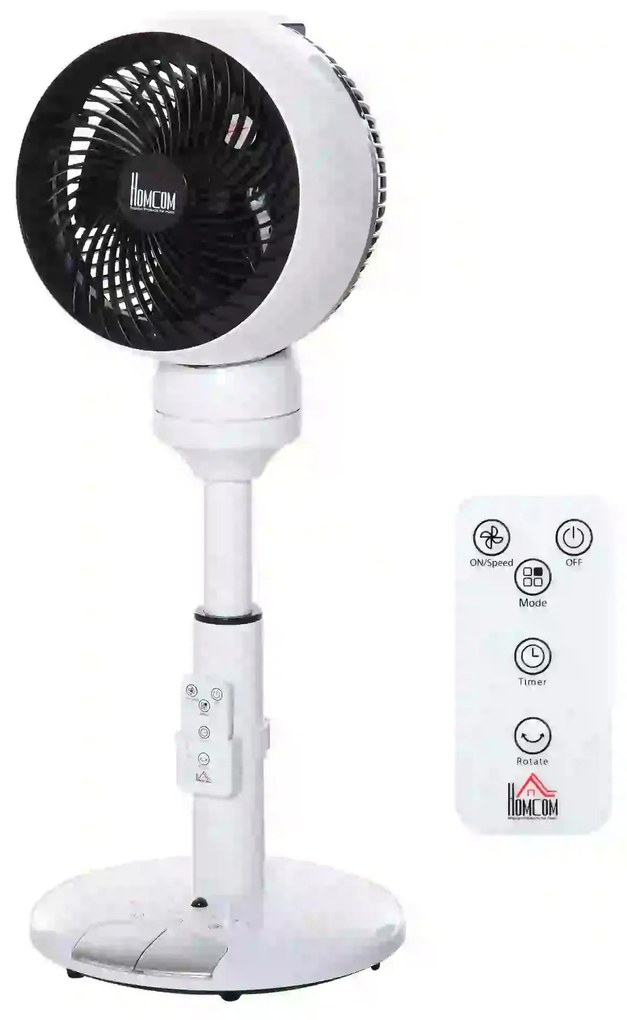 HOMCOM Ventilador de pé com 3 velocidades e 3 modos de diâmetro 23 cm / 9" com circulação de ar Altura ajustável 60-70 cm Oscilar 70° | Aosom Portugal