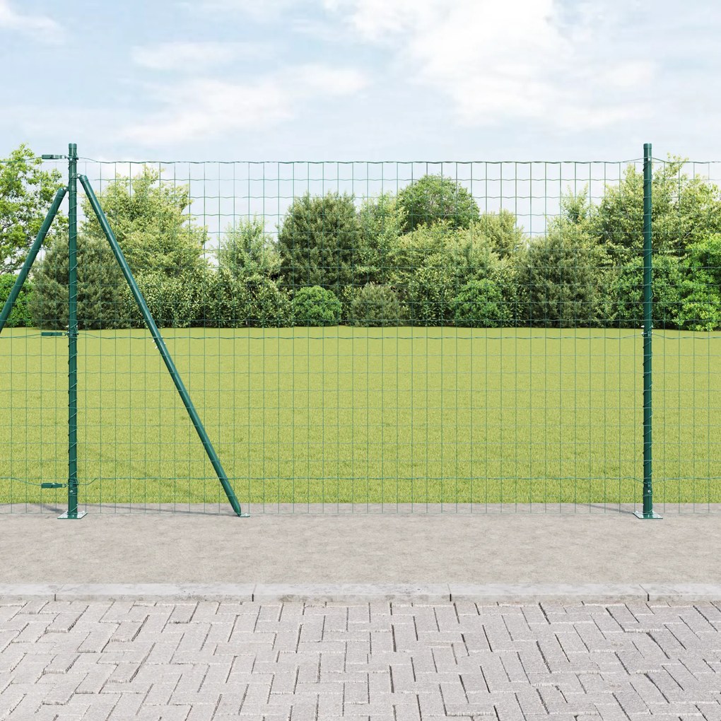 Cerca Euro com 7 Postes Flangeados 1,5x10 m Aço Galvanizado