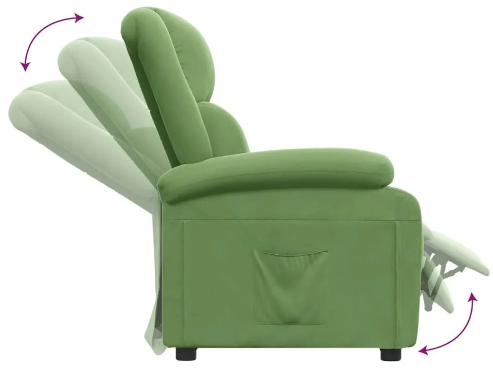 Poltrona reclinável veludo verde-claro