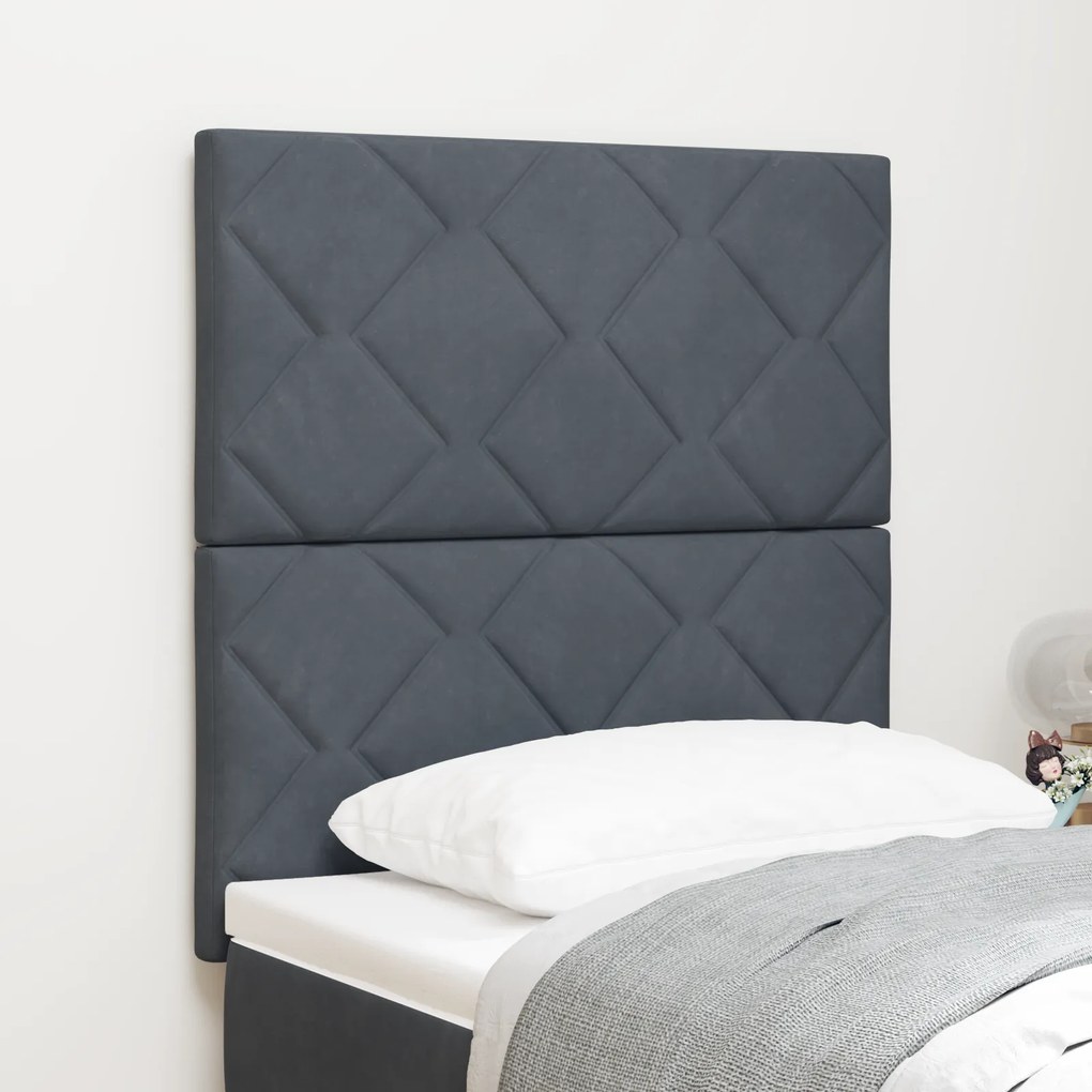 Cabeceira vidaXL Design de Blocos de Diamante Cinza Escuro 80 cm Velud