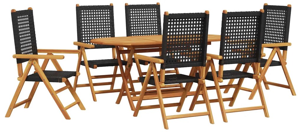 vidaXL Conjunto de Jantar para Jardim 7 pcs Preto