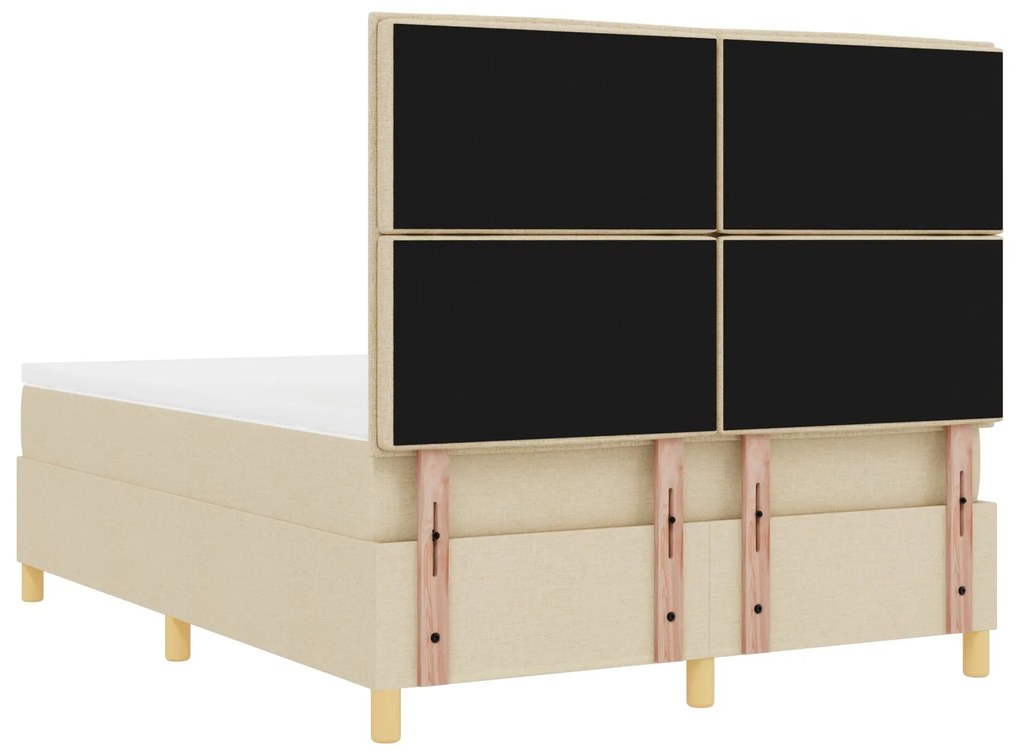 Cama Box Spring com Colchão Creme 160x200 cm Tecido