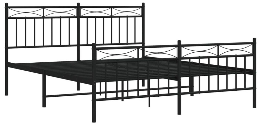 Estrutura de cama com cabeceira e pés 160x200 cm metal preto