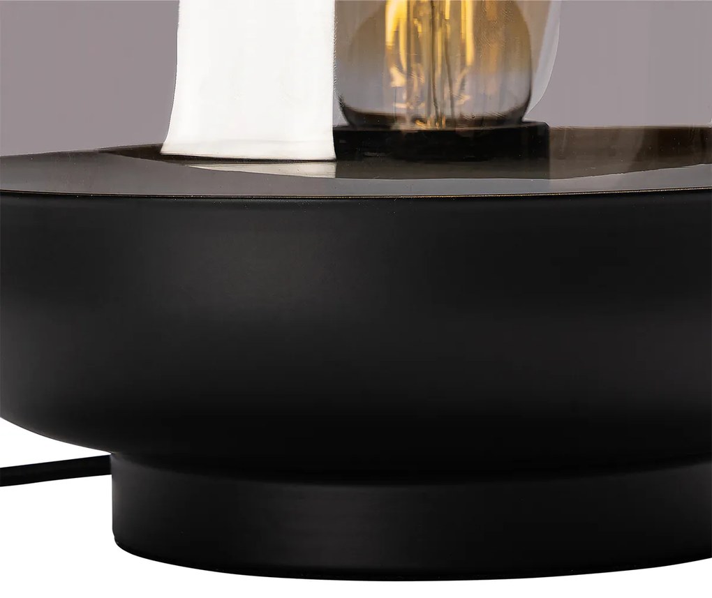 Candeeiro de mesa design preto com ouro e vidro fumê - Kyan Design