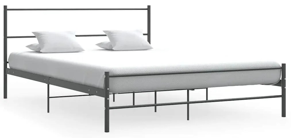 Estrutura de cama sem colchão 140x200 cm metal cinzento