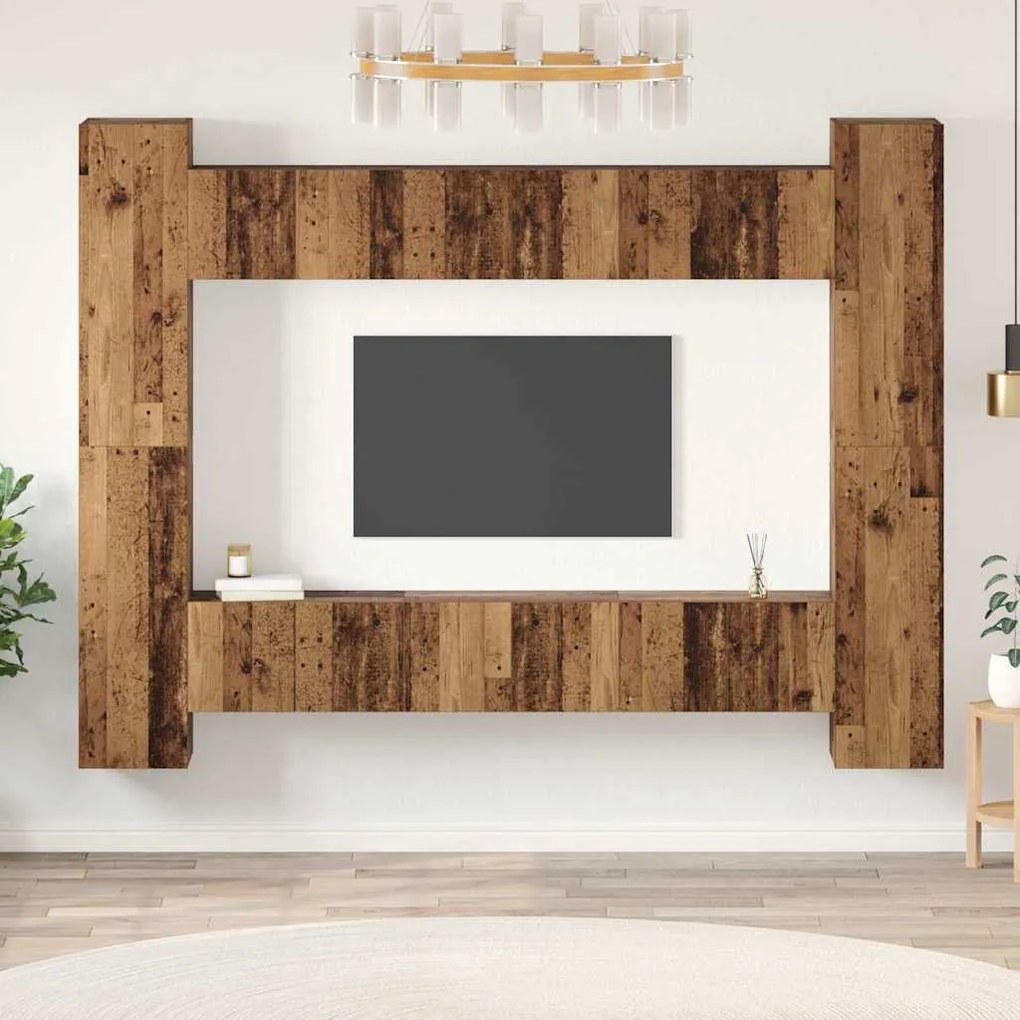 Conjunto de móvel de TV 10 pcs Madeira antiga 30.5 x 30 x 90 cm
