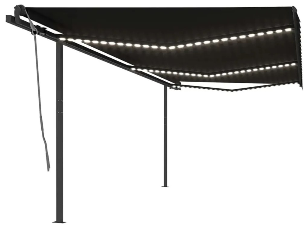 vidaXL Toldo automático com LED e sensor de vento 6x3 m antracite