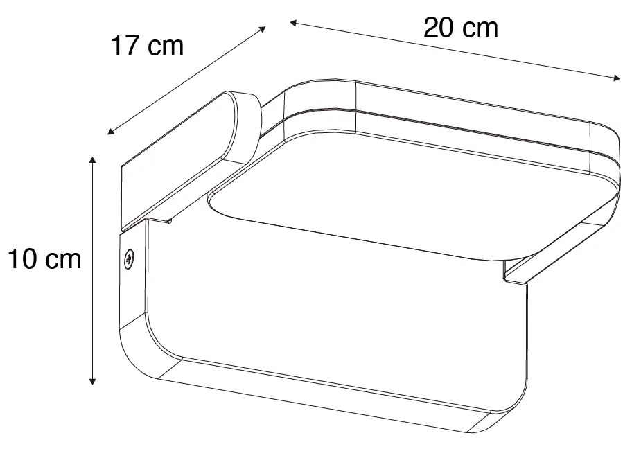 Candeeiro de parede exterior preto com LED ajustável - Kamile Moderno