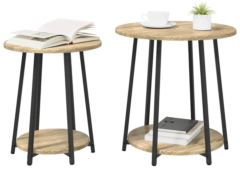 Conjunto de Mesas de Apoio 2 pcs Carvalho Sonoma em Madeira Compensada