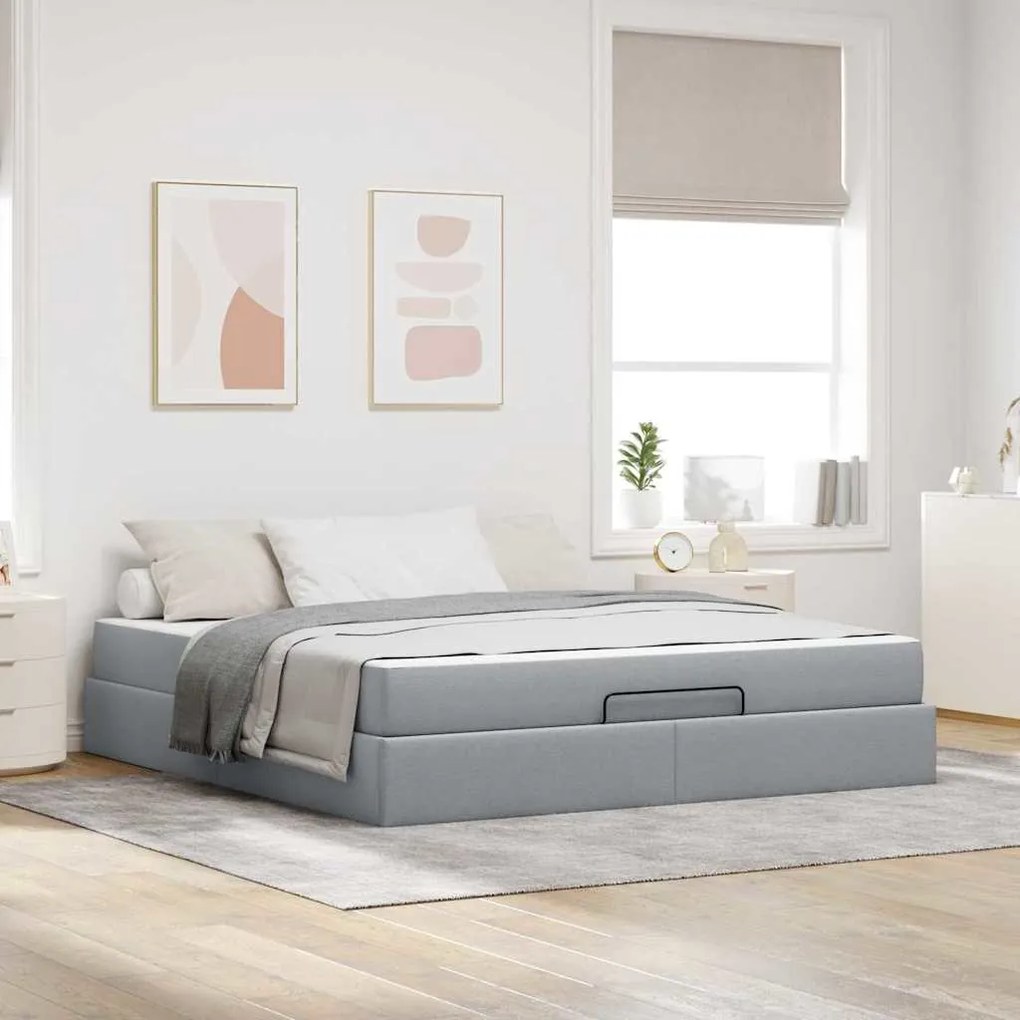 vidaXL Estrutura da Cama Outros Cinzento-claro 180 x 200 cm tecido