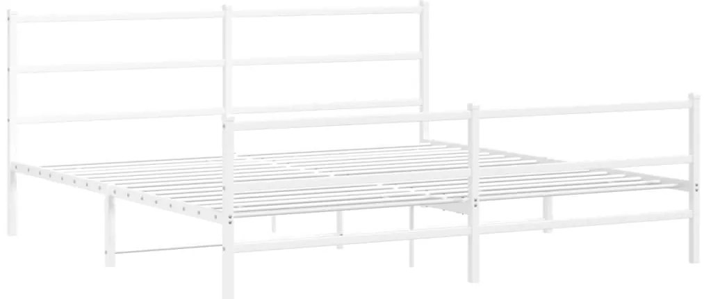 Estrutura de cama com cabeceira e pés 183x213 cm metal branco
