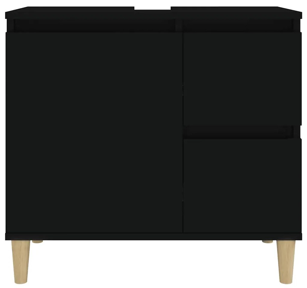 Armário de casa de banho 65x33x60cm derivados de madeira preto