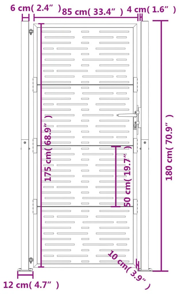 Portão de jardim 105x180 cm aço design quadrados antracite