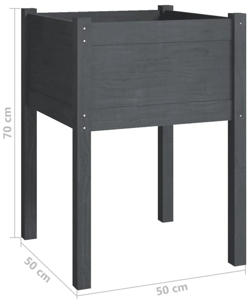 Vaso/floreira de jardim 2 pcs 50x50x70 cm pinho maciço cinzento