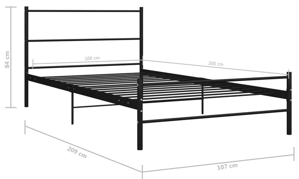 Estrutura de cama 100x200 cm metal preto