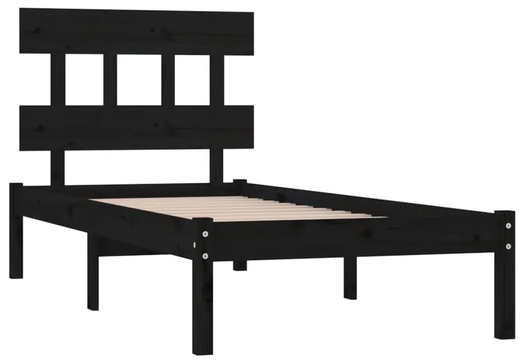 Estrutura cama pequena solteiro 75x190 cm madeira maciça preto