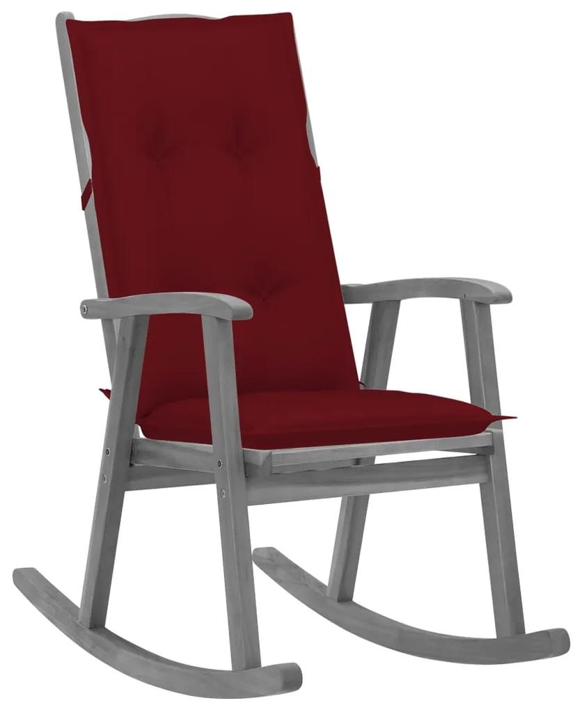 Cadeira de baloiço com almofadões acácia maciça cinzento