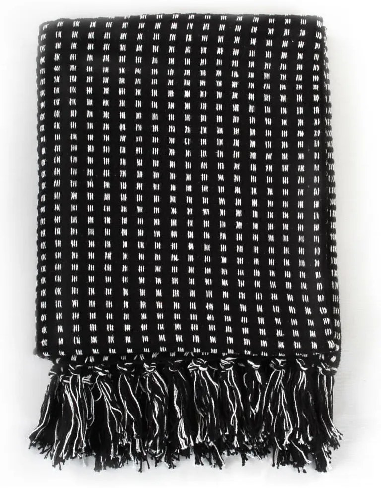 Manta em algodão aos quadrados 220x250 cm preto