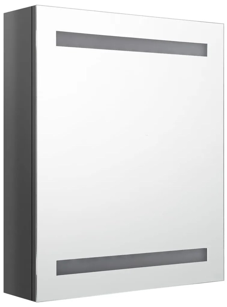 Armário espelhado casa de banho LED 50x14x60 cm cinza brilhante