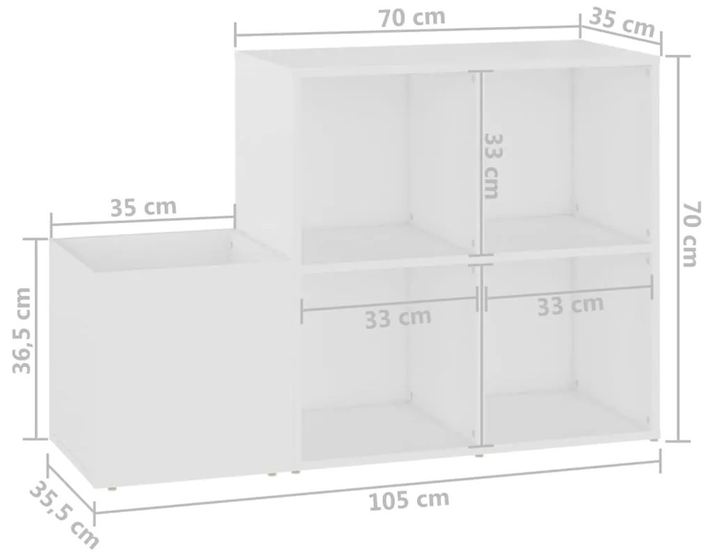 Sapateira de corredor 105x35,5x70 derivados de madeira branco